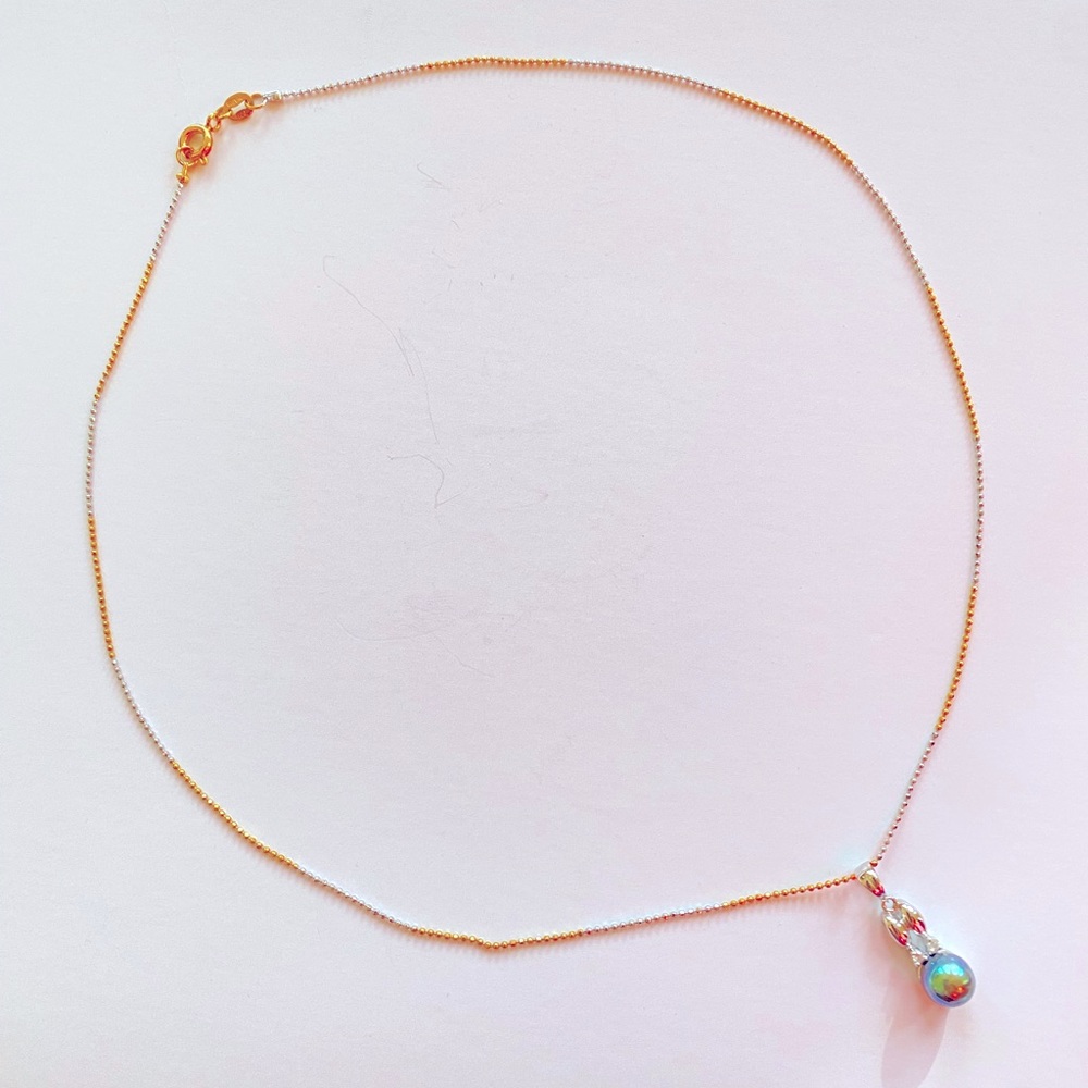 18k Black Tahitian Pearl Pendant Necklace gold  white tone 7.4mm